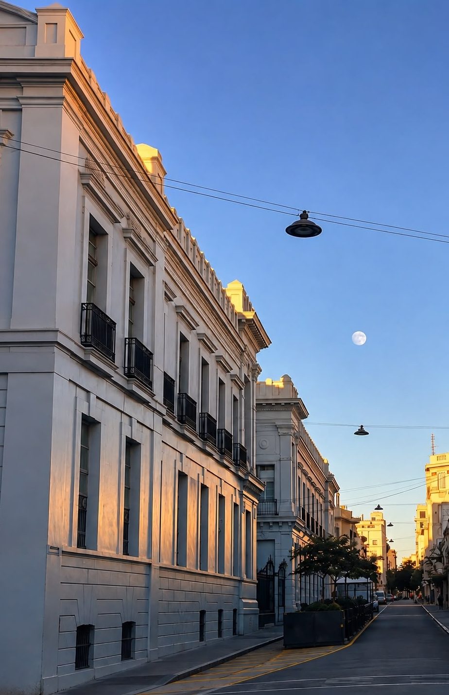 A street in Ciudad Vieja, Montevideo, at dusk